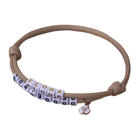 Adresówka dla psa z linki paracord – beżowa, Classic Beige