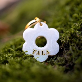 Adresówka dla psa z żywicy – personalizowana, perłowe wypełnienie (różne kolory i kształty)