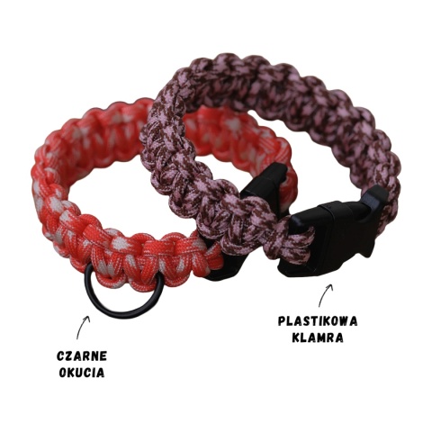 Obroża pleciona dla psa z linki paracord – beżowa, Beige