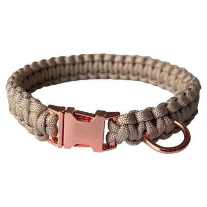 Obroża pleciona dla psa z linki paracord – beżowa, Beige