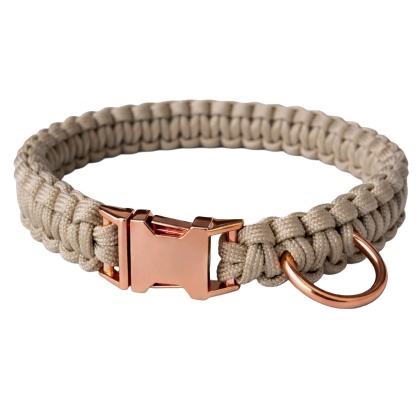 Obroża pleciona dla psa z linki paracord – beżowa, Beige