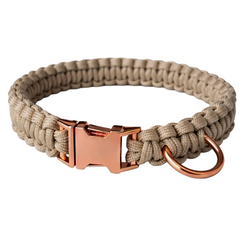 Obroża pleciona dla psa z linki paracord – beżowa, Beige