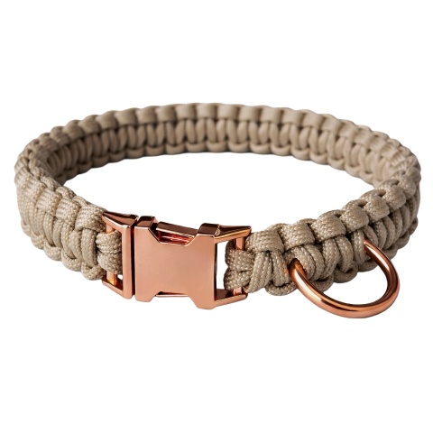 Obroża pleciona dla psa z linki paracord – beżowa, Beige