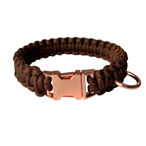 Obroża pleciona dla psa z linki paracord – brązowa, Dark Brown