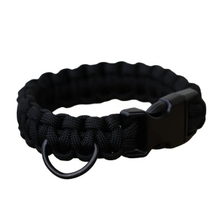 Obroża pleciona dla psa z linki paracord – czarna, Black Moon