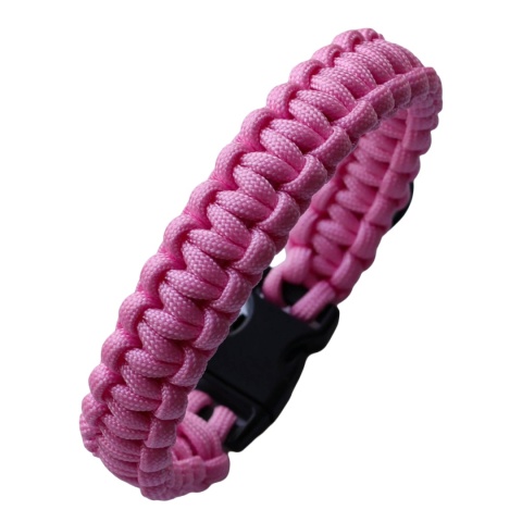 Obroża pleciona dla psa z linki paracord – różowa, Rose Pink
