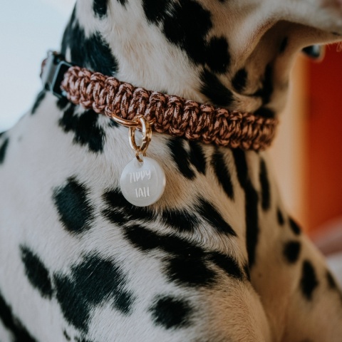 Obroża pleciona dla psa z linki paracord – różowo-brązowa, Praline Brown