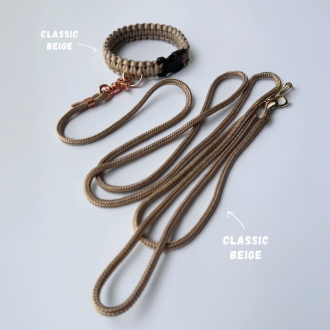 Smycz linowa miejska dla psa (mini i standard) – beżowa, Classic Beige