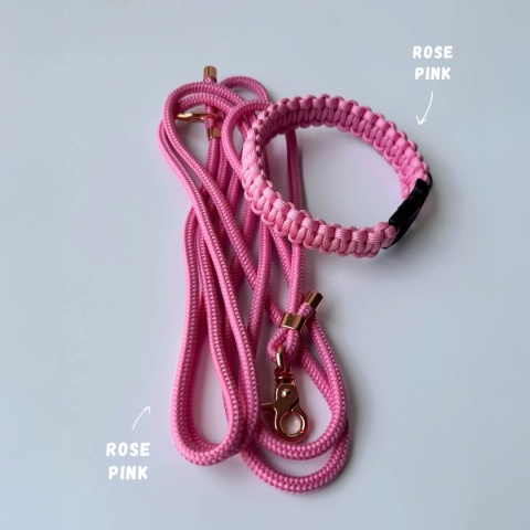 Smycz linowa miejska dla psa (mini i standard) – różowa, Rose Pink