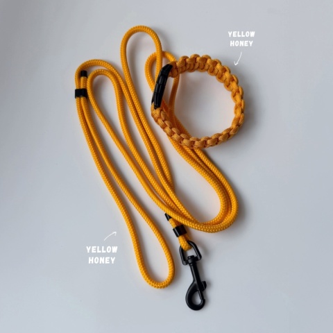 Smycz linowa miejska dla psa (mini i standard) – zółta, Yellow Honey