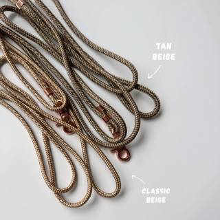 Smycz linowa miejska dla psa (standard) – szaro-beżowa, Tan Beige