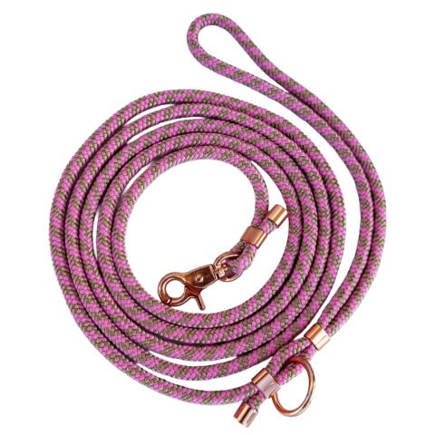 Smycz linowa miejska dla psa (standard) – różowo-beżowa, Praline Pink