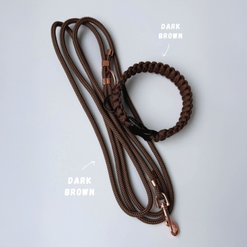Smycz linowa przepinana dla psa – brązowa, Chocolate Brown