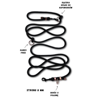 Smycz linowa przepinana dla psa – różowa, Rose Pink