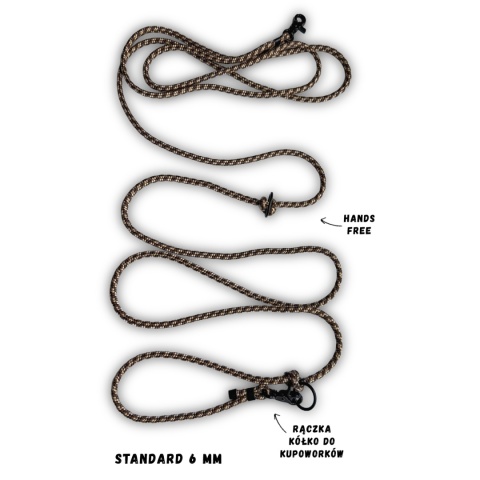 Smycz linowa przepinana dla psa – różowo-beżowa, Praline Pink