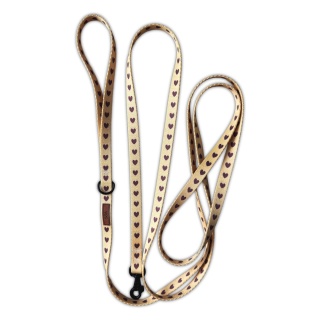 Smycz przepinana dla psa w serduszka, kremowa, personalizowana – Psiamore