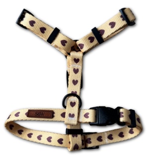 Szelki guard dla psa w serduszka, kremowe, personalizowane – Psiamore