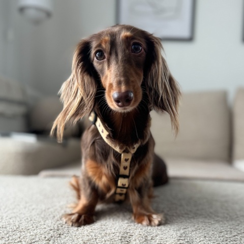 Szelki guard dla psa w serduszka, kremowe, personalizowane – Psiamore