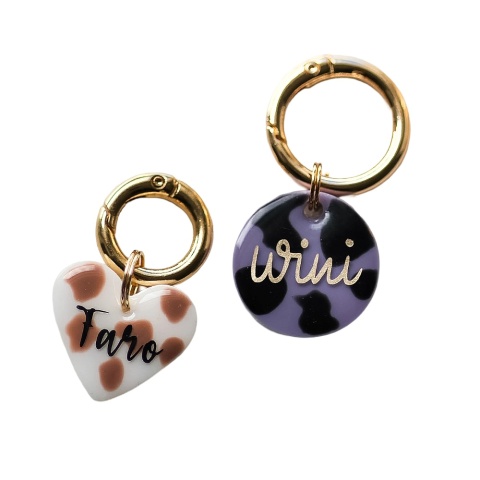 Adresówka dla psa z żywicy krówka – personalizowana (różne kolory i kształty)