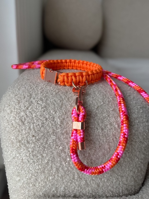 Obroża pleciona dla psa z linki paracord – pomarańczowa, Bloody Orange