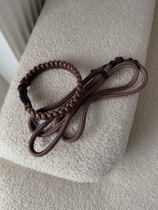 Obroża pleciona z paracordu, 28/29 cm - brązowa, Dark Brown