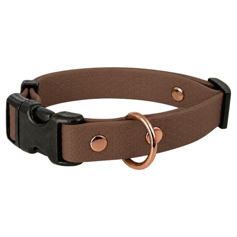 Obroża wodoodporna dla psa, brązowa, regulowana z klamrą HEXA – Chocolate Brown (13mm, 16mm, 20mm)