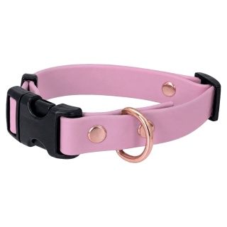 Obroża wodoodporna dla psa, brudny róż, regulowana z klamrą TPU – Dusty Pink (16mm, 20mm, 25mm)