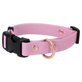 Obroża wodoodporna dla psa, brudny róż, regulowana z klamrą TPU – Dusty Pink (16mm, 20mm, 25mm)