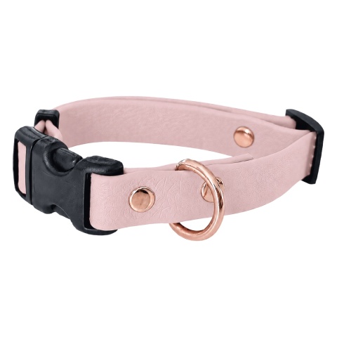 Obroża wodoodporna dla psa, różowa, regulowana z klamrą – Creamy Pink