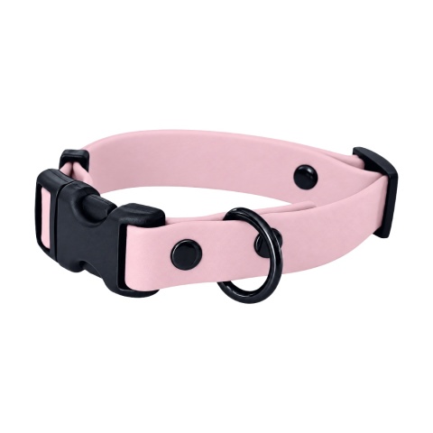 Obroża wodoodporna dla psa, różowa, regulowana z klamrą TPU – Creamy Pink (16mm, 20mm, 25mm)