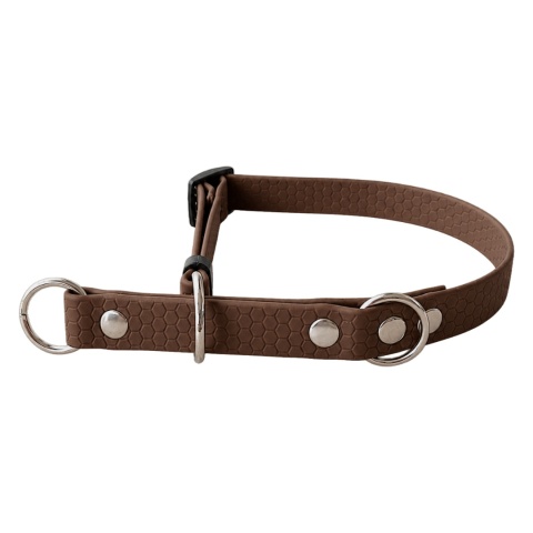 Obroża wodoodporna półzaciskowa dla psa, brązowa, regulowana HEXA – Chocolate Brown (16mm, 20mm)