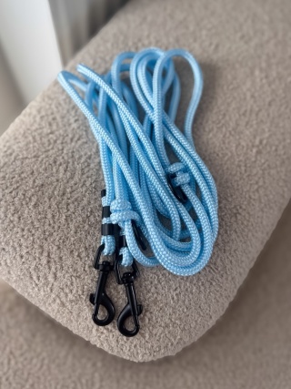 Smycz linowa miejska dla psa (standard / strong) – błękitna, Baby Blue