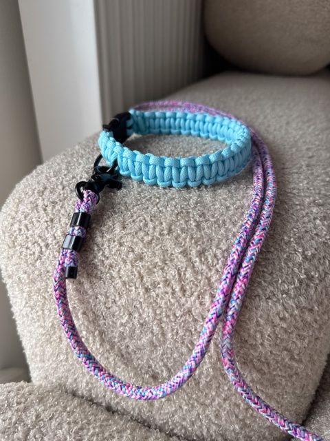 Smycz linowa miejska dla psa (standard / strong) – wielokolorowa, Cotton Candy