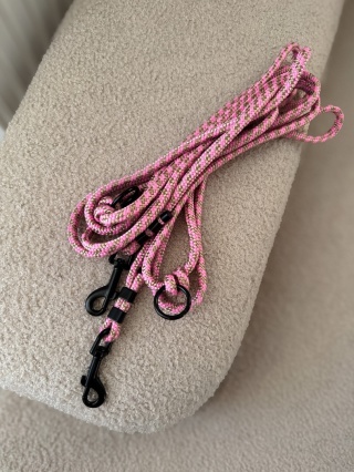 Smycz linowa przepinana standard (6mm), różowo beżowa, 3,5m