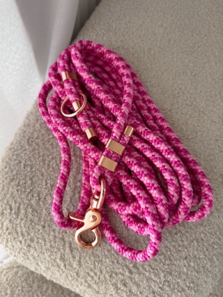 Smycz linowa miejska strong (8mm), różowa bubble gum, 3.25m