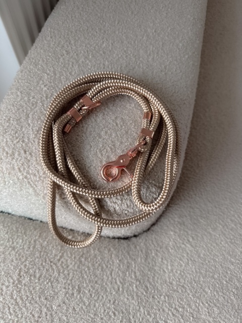 Smycz linowa przepinana dla psa "hands free" – beżowa, Classic Beige
