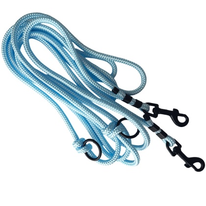 Smycz linowa przepinana dla psa "hands free" – błękitna, Baby Blue