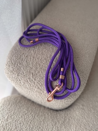 Smycz linowa przepinana dla psa "hands free" – fioletowa, Acid Purple