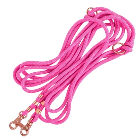 Smycz linowa przepinana dla psa "hands free" – różowa, Rose Pink