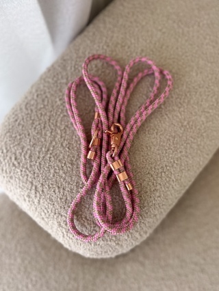 Smycz linowa przepinana dla psa "hands free" – różowo-beżowa, Praline Pink