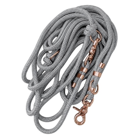 Smycz linowa przepinana dla psa "hands free" – szara, Ash Grey