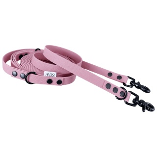 Smycz przepinana wodoodporna dla psa "hands free" HEXA – brudny róż, Dusty Pink
