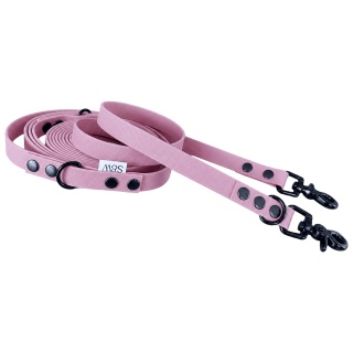 Smycz przepinana wodoodporna dla psa "hands free" HEXA – brudny róż, Dusty Pink