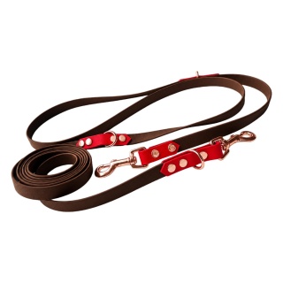 Smycz przepinana wodoodporna dla psa "hands free" TPU – brązowa, Chocolate Brown