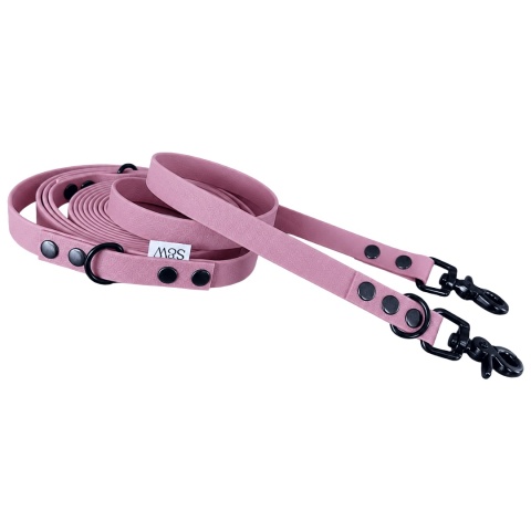 Smycz przepinana wodoodporna dla psa "hands free" – brudny róż, Dusty Pink