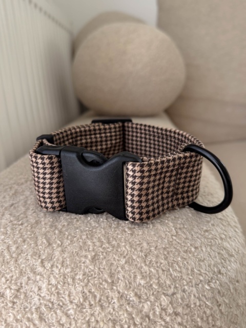 Obroża regulowana zamszowa Pepitka (38mm), beżowa, 32-36cm