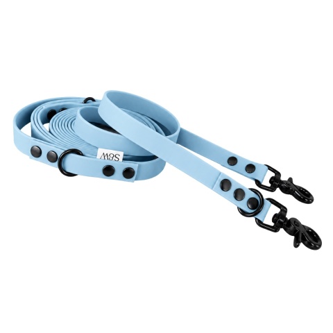 Smycz przepinana wodoodporna dla psa "hands free" TPU – błękitna, Baby Blue