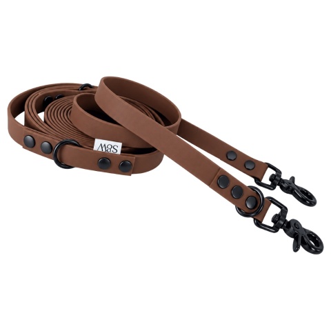 Smycz przepinana wodoodporna dla psa "hands free" TPU – brązowa, Chocolate Brown