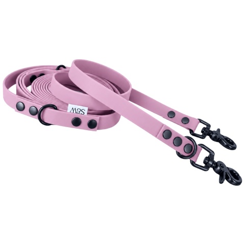 Smycz przepinana wodoodporna dla psa "hands free" TPU – brudny róż, Dusty Pink